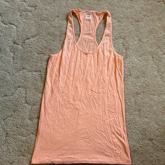 PINK Size Large Peach Racerback Tank Top - Picture 2 of 5